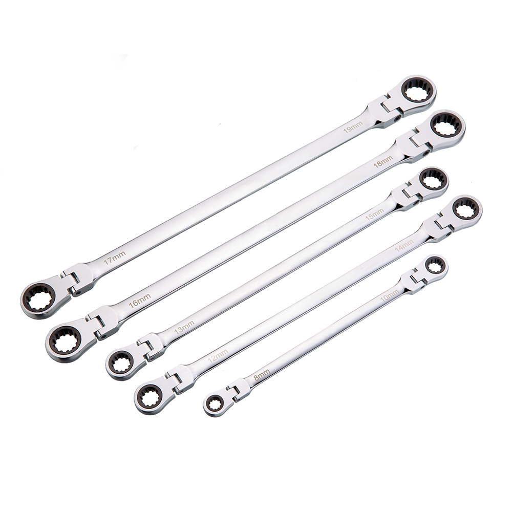 Ratcheting Box Wrench- Extra-long, Double End Boxes, Flex Head